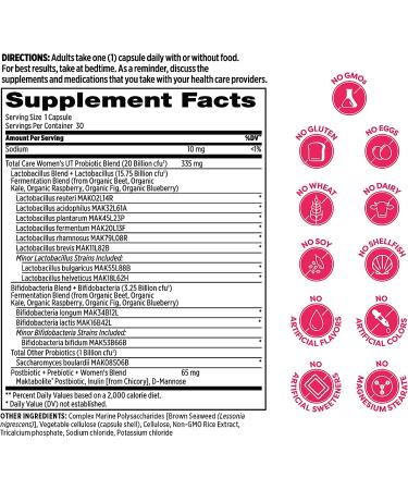 Probulin Total Care Women's UT Probiotic - 20 Billion CFU - 30 Capsules - Buy Online on GoSupps.com