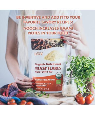 LOOV Organic Nutritional Yeast Flakes - Non-Fortified, Vegan, Non-GMO, Gluten Free, 227g | B-Vitamins | No Added Vitamins or Sugar | Resealable Bag - Buy Online on GoSupps.com