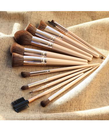 Beakey 12-Part Professional Makeup Brush Set High-Quality Synthetic Brushes for Foundation Rouge Powder & Eyeshadow | Rose Gold | International Shipping - Buy Online on GoSupps.com