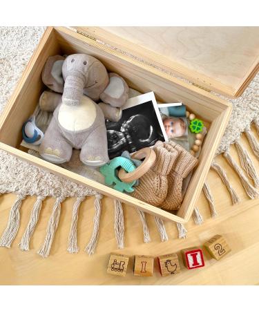 Personalized Wooden Remembrance Box for Baby | Custom Birth Memory Chest | Unique Gift | 30x20x12 | Watercolor Design - Buy Online on GoSupps.com