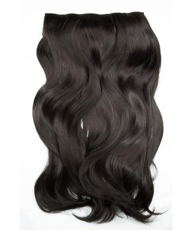 BOMBSHELL HAIR EXTENSIONS 180g 24" 5 Clips Flicky One Piece Half Head Clip On Hair Extensions Wig (M04 DARK BROWN)