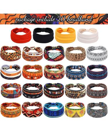 Cindeer 24 Pcs Boho African Headbands for Women Girls - Leopard Printed Wide Head Wraps for Workout and Yoga - Hair Accessories - Buy Online on GoSupps.com