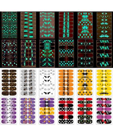 TailaiMei Halloween Glow in the Dark Nail Wraps - 12 Sheets Fluorescent Polish Stickers with Nail Files for DIY Nail Art Decals (Dark Style) - Buy Online on GoSupps.com