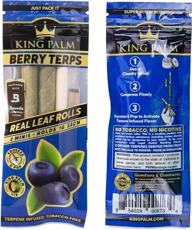King Palm Flavors Mini Size Cones - Terpene Infused - Organic Flavored Pre Rolled Cones - Combo Pack (2 Rolls) - Squeeze & Pop Pre Rolls - Buy Online on GoSupps.com