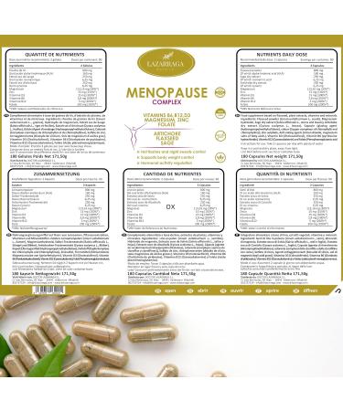 Lazarraga Menopause Capsules | 180 Vegetarian Capsules for Hormone Balance Mood Support & Bloating Relief | 3-Month Treatment for Hair Loss in Women - Buy Online on GoSupps.com
