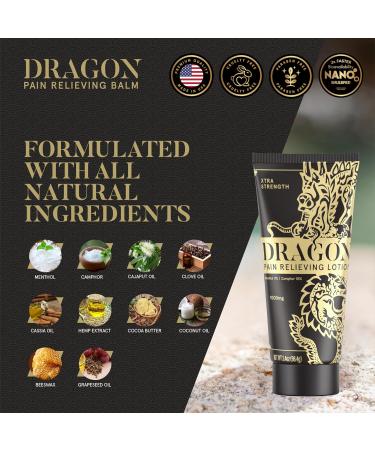 Dragon Pain Relieving Lotion 3.4oz - Xtra Strength Muscle & Joint Relief | Quick Absorb Natural Ingredients for Back Elbows Feet Legs & Neck - Buy Online on GoSupps.com