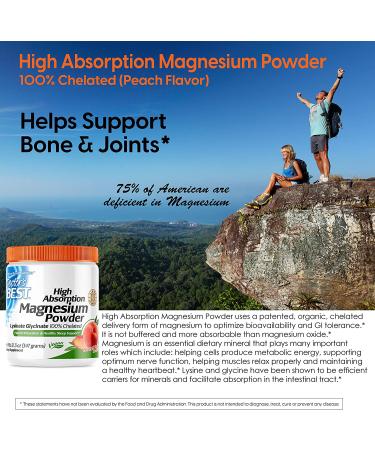 Doctor's Best High Absorption Magnesium Powder - Sweet Peach 12.3 oz | Promotes Relaxation & Muscle Health - Buy Online on GoSupps.com