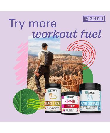 Zhou Nutrition Creatine Monohydrate Powder - Pure Unflavored Vegan Non-GMO Gluten Free - Workout Recovery & Physical Performance Support - 45 Servings - Buy Online on GoSupps.com