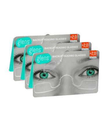 glens Unisex Armless Reading Glasses - 3 Readers in +2.5 ECO Pack- Emergency Lightweight Pocket Ultra Thin Readers - Reading Glasses Men & Women - 4 Colors 4 Diopters Available Strength +2.0 3 Pack Classic