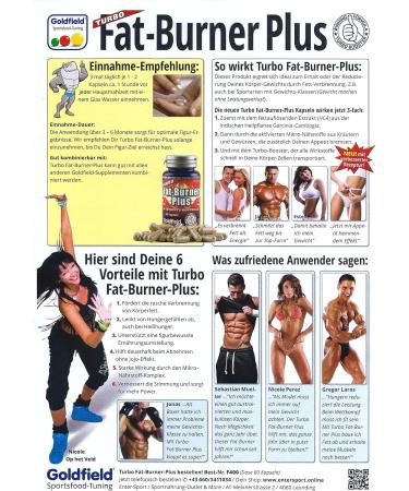 Goldfield Turbo Fat Burner Plus - Powerful Garcinia Cambogia Complex Appetite Suppressant & Slim Booster | 60 Capsules | International Shipping Available - Buy Online on GoSupps.com