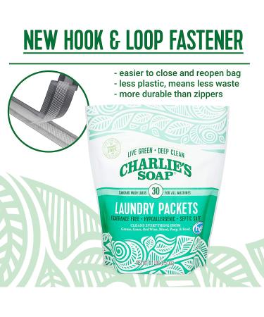 Charlieâ€™s Soap Unscented Powdered Laundry Packets - 30 Count | 6 Pack for 180 Total Loads - Buy Online on GoSupps.com