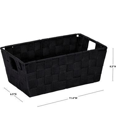 Simplify Woven Decorative Basket Storage Shelf Tote - Ideal for Organizing Accessories, Drawers, Shelves, Diaper Stations, Toys & More - Small Shelf in Black (1 Pack) - Buy Online on GoSupps.com
