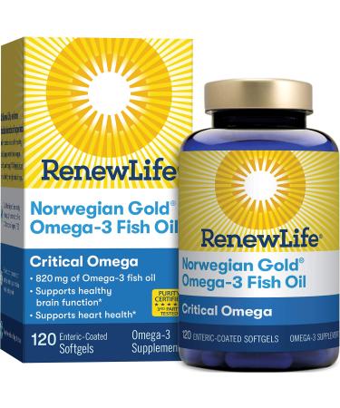 Renew Life Norwegian Gold Omega-3 Fish Oil 850 mg 120 Enteric-Coated Softgels