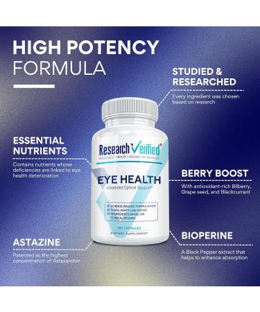 Research Verified Eye Health - Nourish and Protect Eyes and Vision, Support Healthy Retina, Improve Blood Supply to Eyes - Vitamins A, B, C, and E - 360 Capsules - 6 Month Supply - Made in The USA 180 Count (Pack of 2) - Buy Online on GoSupps.com