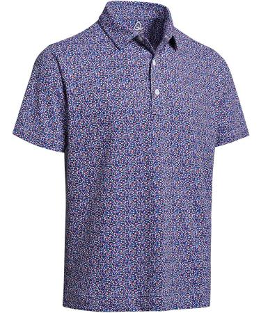 DEOLAX Men's Purple Polka Dot Polo Shirt - Classic Fit Breathable Athletic Golf Shirt | X-Large - Buy Online on GoSupps.com