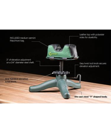 Caldwell The Rock Jr Adjustable Rifle Shooting Rest - Ambidextrous Design for Outdoor Range | Green/Black - Buy Online on GoSupps.com