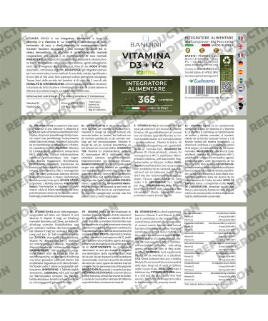 Bandini Vitamin D3 K2 (MK7) Extra Strong 365 Tablets (1 Year) | 2000 IU Cholecalciferol + 200 mcg Menaquinone | For Bones Muscles Immune System Teeth | Vitamins D3 + K2 MK-7 - Buy Online on GoSupps.com