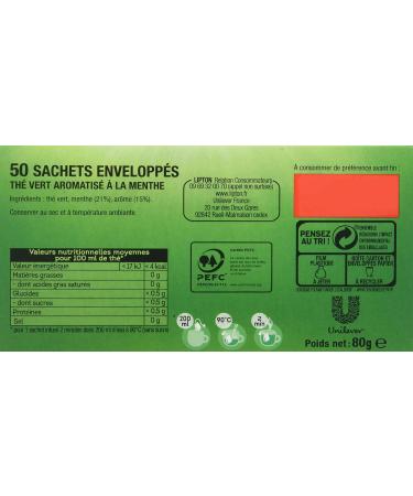 Lipton Th Vert Menthe 50 Sachets 80g Version 2022 - Buy Online on GoSupps.com