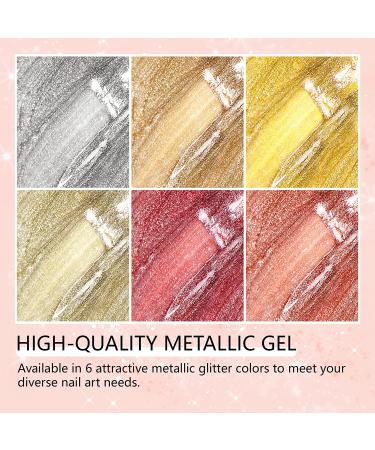 Saviland Metallic Gel Nail Polish Set - 6 Colors | Soak Off UV LED Glitter Nail Art Kit - Buy Online on GoSupps.com