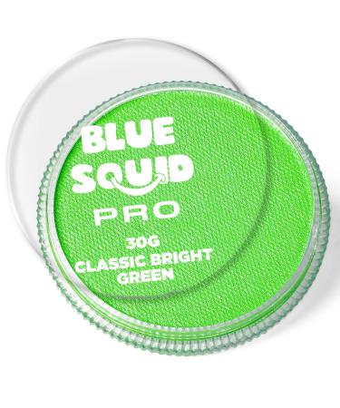 Blue Squid PRO Face Paint - Classic Bright Lime Green (30gm), Superior Quality Professional Water Based Single Cake, Face & Body Makeup Supplies for Adults, Kids & SFX Bright Green