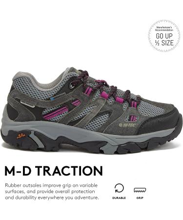 HI-TEC Apex Lite Low WP Women's Hiking Shoes | Waterproof & Lightweight Trail Shoes 8.5 Dark Grey/Dark Pink - Buy Online on GoSupps.com