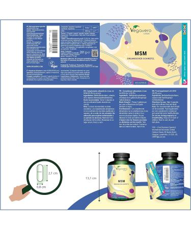 Vegavero MSM Capsules | 2000mg Organic Sulphur | Non-GMO & Additive-Free | Lab-Tested MSM Supplements | 365 Vegan Capsules - Buy Online on GoSupps.com