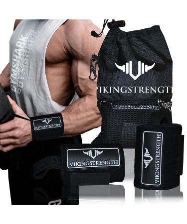 Vikingstrength Wrist Brace Support for Weight lifting, Crossfit, Bodybuilding and Fitness. Premium Quality Wrist Wraps for Pain relief and Recovery. Wrist Strap used by all Athletes, for Men and Woman + V-Strength Workout App
