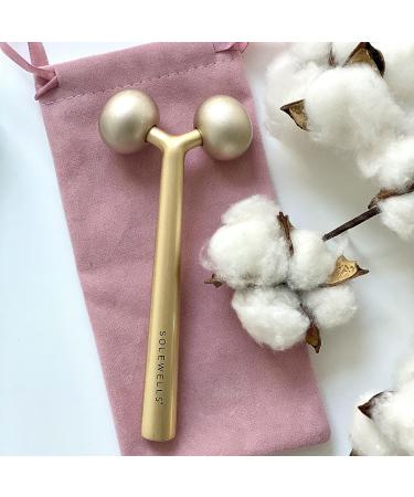 Gold Facial Cooling Roller Massager for Jawline Contouring, Lymphatic Drainage & Anti-Aging - Brighter, Smoother, Tighter Skin - Face Gym Tool, Puffiness Reducer - Buy Online on GoSupps.com