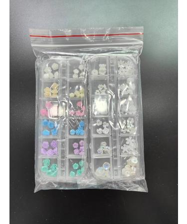 Ebanku 3D Acrylic Flower Nail Art - Five-Leaf White Flower Gems & Pearl Glitter for Stunning Nail Decorations - Buy Online on GoSupps.com