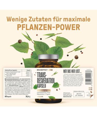 Buy Trans Resveratrol 500mg - Vegan High-Dose Capsules with Japanese Knotweed Extract - 60 Additive-Free Sirtuin Powder Capsules - Buy Online on GoSupps.com