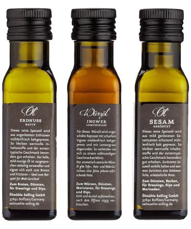  lm hle Solling Organic Gift Set for Chinese Cuisine - Peanut Oil Sesame Oil Ginger-Lemongrass - 3 x 100ml - Perfect for International Shipping - Buy Online on GoSupps.com