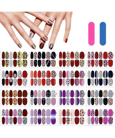 MWOOT 16 sheet Leopard nail ticker with nail files nail art sticker nail film nail sticker decal pictures self -adhesive manicure sticker to DIY nail art decoration