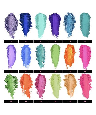 Shop Neonme Eyeshadow Palette | 18 Fluorescent Colors for Vibrant Eye Makeup - Glitter Matte & Shimmer - Buy Online on GoSupps.com