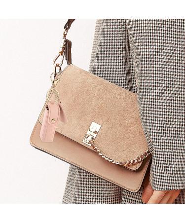 Ouligay 2pcs PU Leather Chapstick Holder Key Chain Set - Portable Lipstick Pouch with Mirror for Women | Ideal Travel & Holiday Gifts (Pink & Black - Buy Online on GoSupps.com