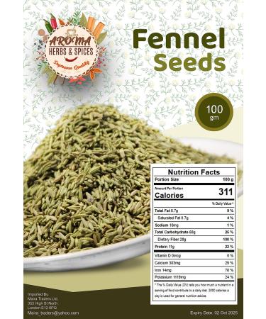 Fennel seeds | 100gm | Premium quality | 100% Fine Quality Ingredient I Herbs & Spices | Authentic | Gluten free | Resealable Zip Lock Pouch |Fennel Seeds for Cooking Smoothies & Lattes - Buy Online on GoSupps.com