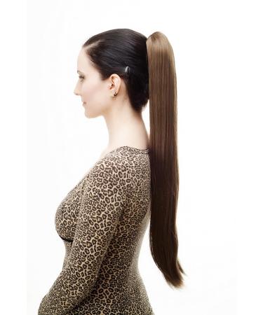 WIG ME UP T113-10 Hairpiece/Braid - Long Straight Brown Wig with Butterfly Clip - 70 cm - Buy Online on GoSupps.com