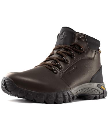 Wantdo Men's Hiking Boots Waterproof Mid Height Leather Work Backpacking Boot Lightweight Trekking Outdoor Shoe 10.5 Brown