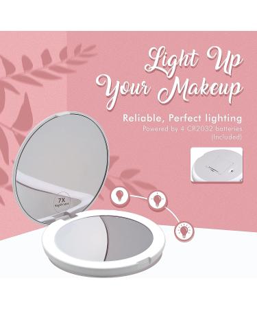 MIRRORVANA Mini Folding LED Compact Mirror 7X Magnification - Perfect Gift for Wife on Birthdays, Mother's Day, Valentine's Day & More - Buy Online on GoSupps.com