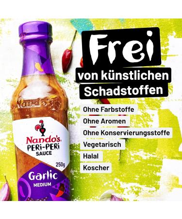 Nando's Sauce PERi-PERi l'Ail - Moyennement Piquante - Lot de 3 x 250g - Buy Online on GoSupps.com