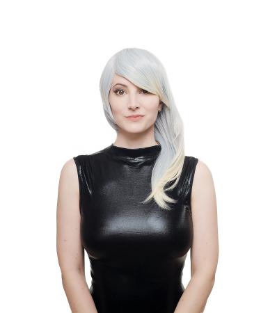 WIG ME UP Wig Cosplay Wig Cosplay long straight layered cyan-platinum blonde mix SA071-T4020-T613