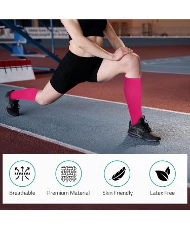 Royfa Compression Socks for Women & Men - 15-20 mmHg Support for Sports & All-Day Wear - Large Pink Performance Socks - Buy Online on GoSupps.com