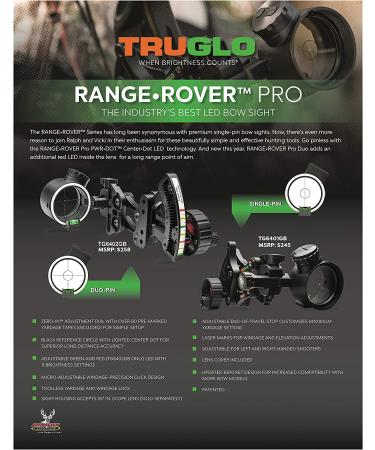 TRUGLO Range Rover PRO 1-Pin LED Bow Sight with PWR-DOT Micro LED Technology - Black (Combos Available) - Buy Online on GoSupps.com