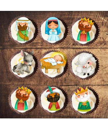 PRECUT Christmas Nativity Cupcake Toppers Edible Christmas Nativity Cake Decorations Christmas Decorations Christmas Cake Topper (12) - Buy Online on GoSupps.com