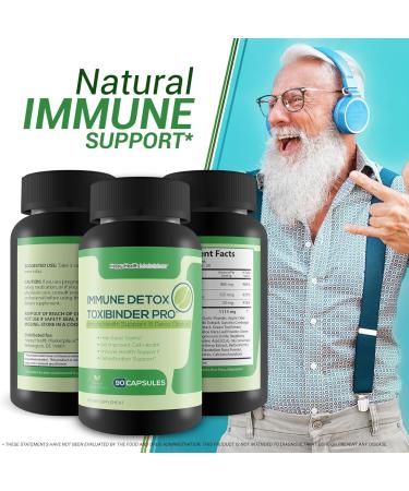 Immune Detox Toxibinder Pro | Natural Detox & Immune Support Supplement - Cleanse Toxins with Psyllium Vitamin C Ginger Zinc & Dandelion Root - Buy Online on GoSupps.com