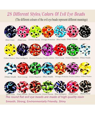 3209pcs Evil Eye Beads Jewelry Making Kit - 28 Styles, 8mm Flat Round Charms, 3mm Glass Seed Beads - DIY Bracelet Necklace Earring Making - 28 Colors - Buy Online on GoSupps.com
