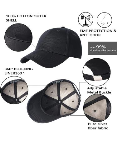 EMF Protection Hat - 100% Pure Silver Lined Baseball Cap for 5G, 4G, WiFi Radiation Shielding - Black - Buy Online on GoSupps.com