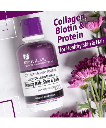 Rejuvicare Liquid Collagen Beauty Formula - Grape Flavor, Amino Acids & Biotin, 16 oz - Buy Online on GoSupps.com
