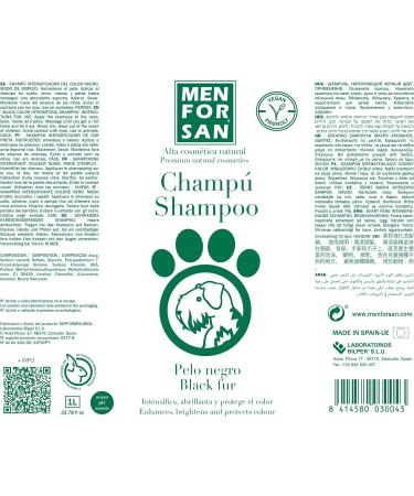 Menforsan Black Shampoo for Dogs | Color Intensifier & Gloss Amplifier | Removes Orange Tones | Deep Moisture Care | 1L - Best for Black Coated Dogs - Buy Online on GoSupps.com