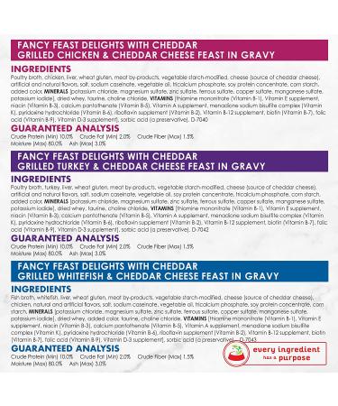Purina Fancy Feast Grilled Cheddar Delights Variety Pack - 24 cans x 3 oz - Wet Cat Food in Gravy - Buy Online on GoSupps.com