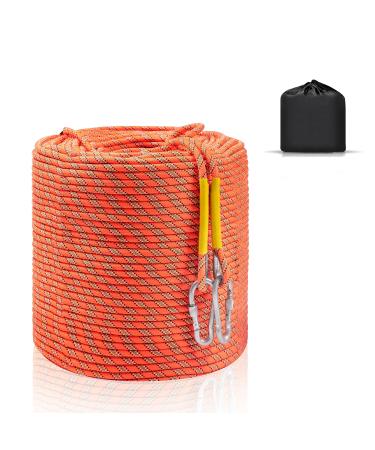 WGOS Climbing Rope, Dynamic Rock Climbing Rope, Braided Polyester Arborist Rigging Rope, Escape Equipment in 32ft/64ft/96ft/160ft/230ft/500ft/985ft with Carry Bag Orange 10m/32ft